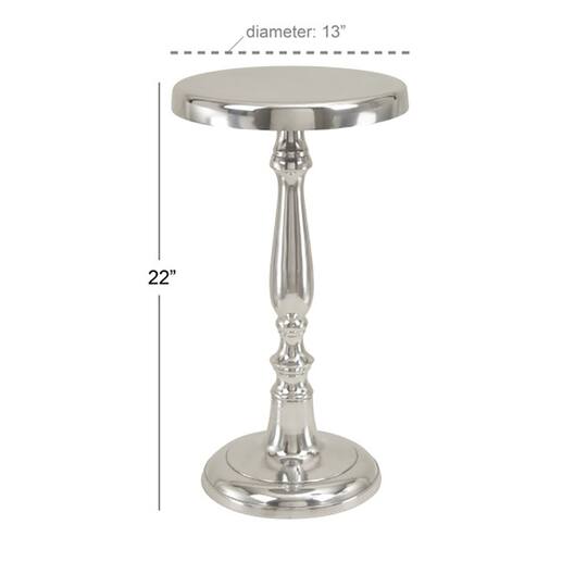 Silver Aluminum Traditional Accent Table